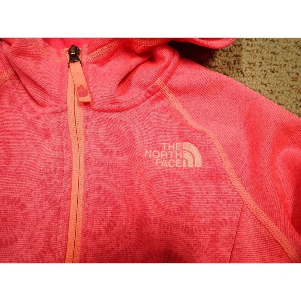 The North Face Fleece Jacket‎ Girls Medium Pink Good Full Zip Hooded Geometric